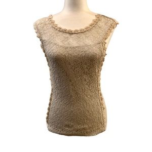 Express Women’s cottage core textured lace cream cap sleeve tank size small